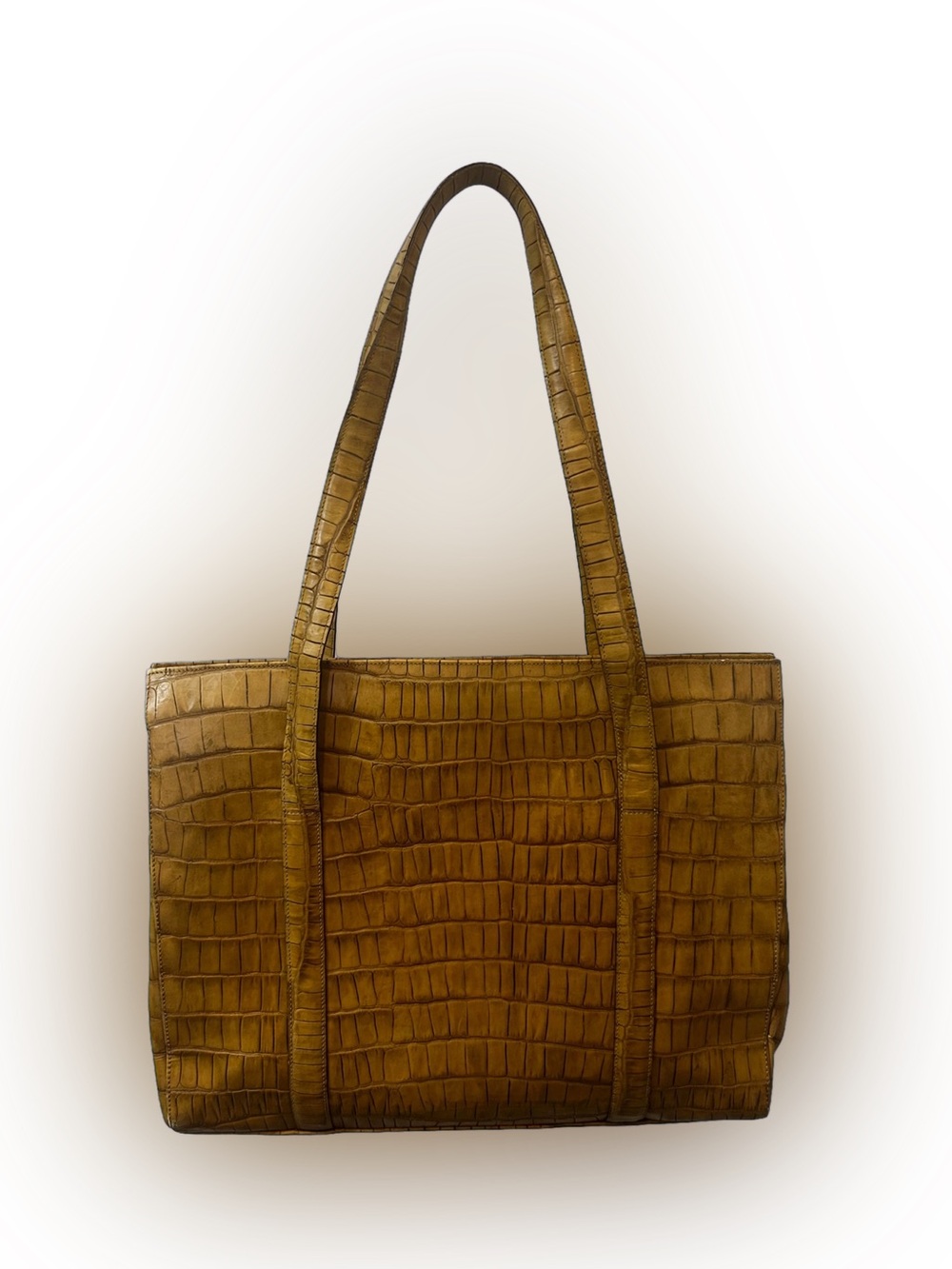 Joan & David Tan Croc Embossed Leather Tote Bag - Large Shoulder Shopper